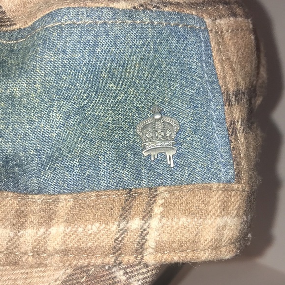 Christy’s London Crown Series Military Cadet Rail Style Cap Plaid Denim Distress - Picture 3 of 10